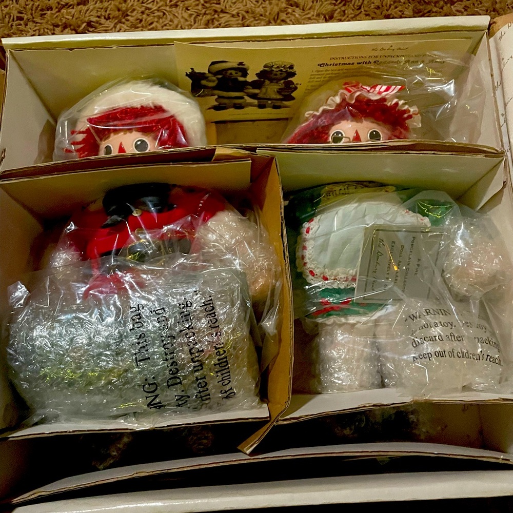 Christmas with Raggedy Ann and Andy the Danbury mint. Doll in original packaging